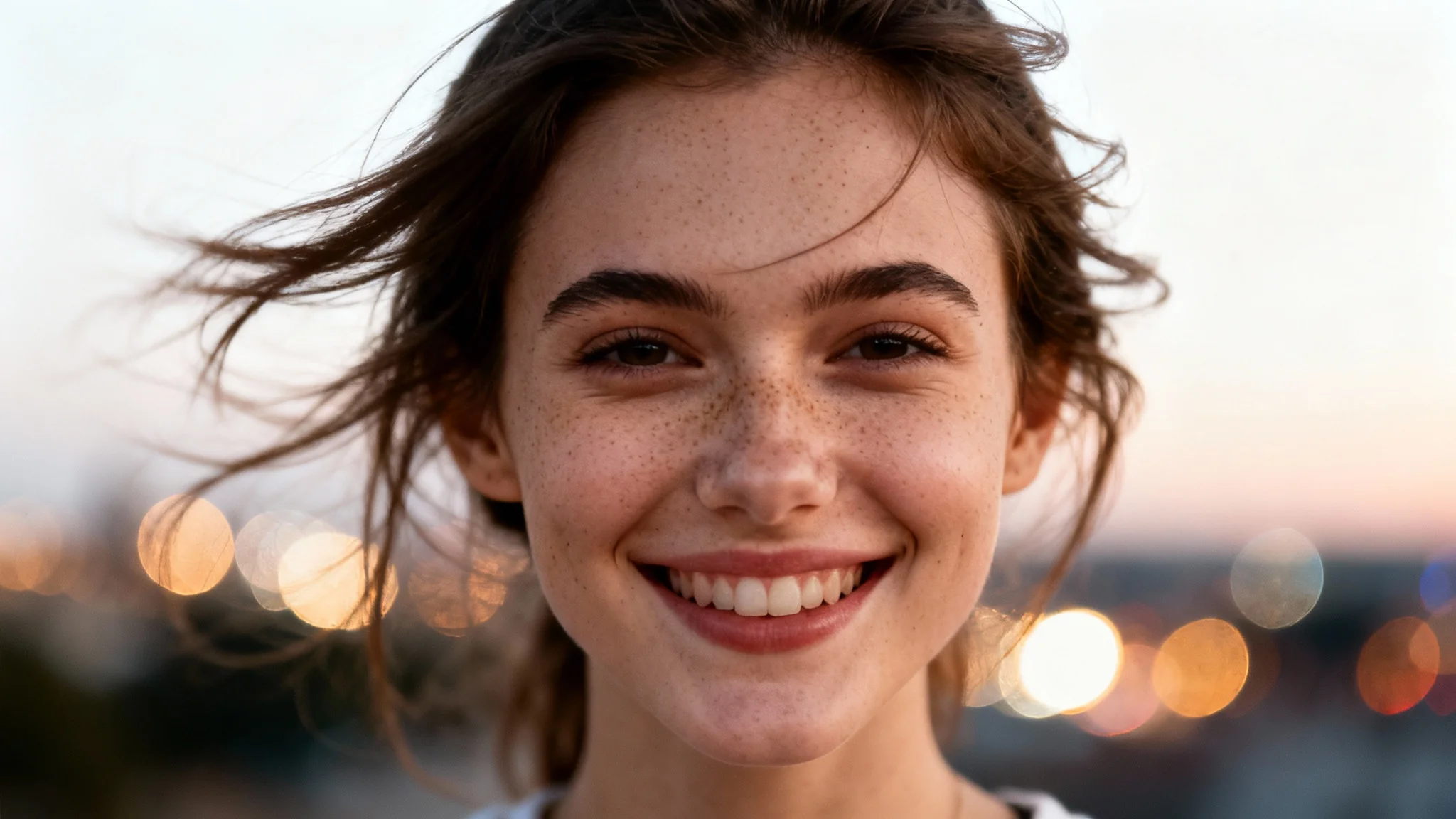 A close-up photo of a woman in sharp focus, with the background behind her intentionally and artistically blurred to demonstrate the blur background effect.