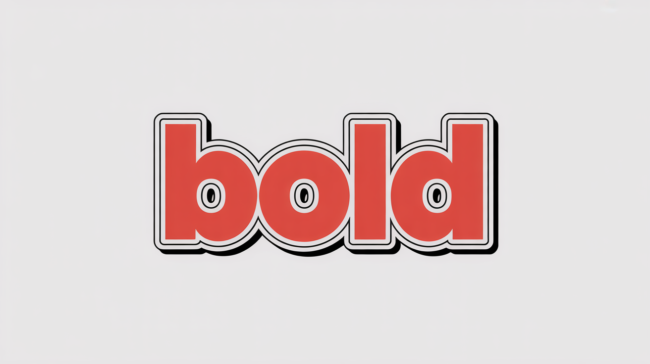The word 'BOLD' in a red, sans-serif font, demonstrating an outline effect with a thick white outline and a thin black outline, set against a clean white background.