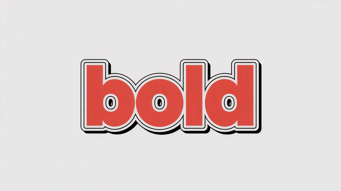 The word 'BOLD' in a red, sans-serif font, demonstrating an outline effect with a thick white outline and a thin black outline, set against a clean white background.