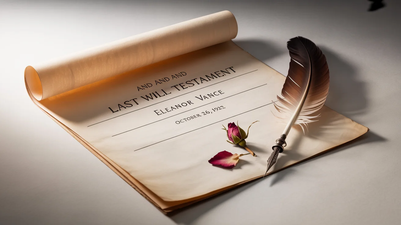 A restored vintage will and testament from 1922, lying flat on a white surface, appearing clean and digitally perfected as if edited from a scan.