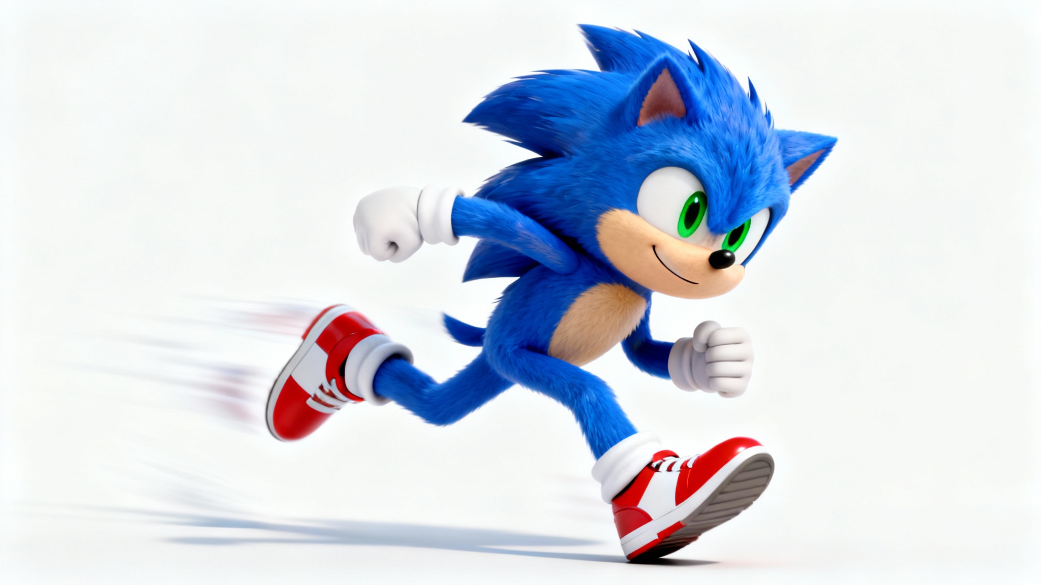 A 3D rendered blue hedgehog character, similar to Sonic, captured in a dynamic running pose against a solid white background to simulate a transparent background effect.