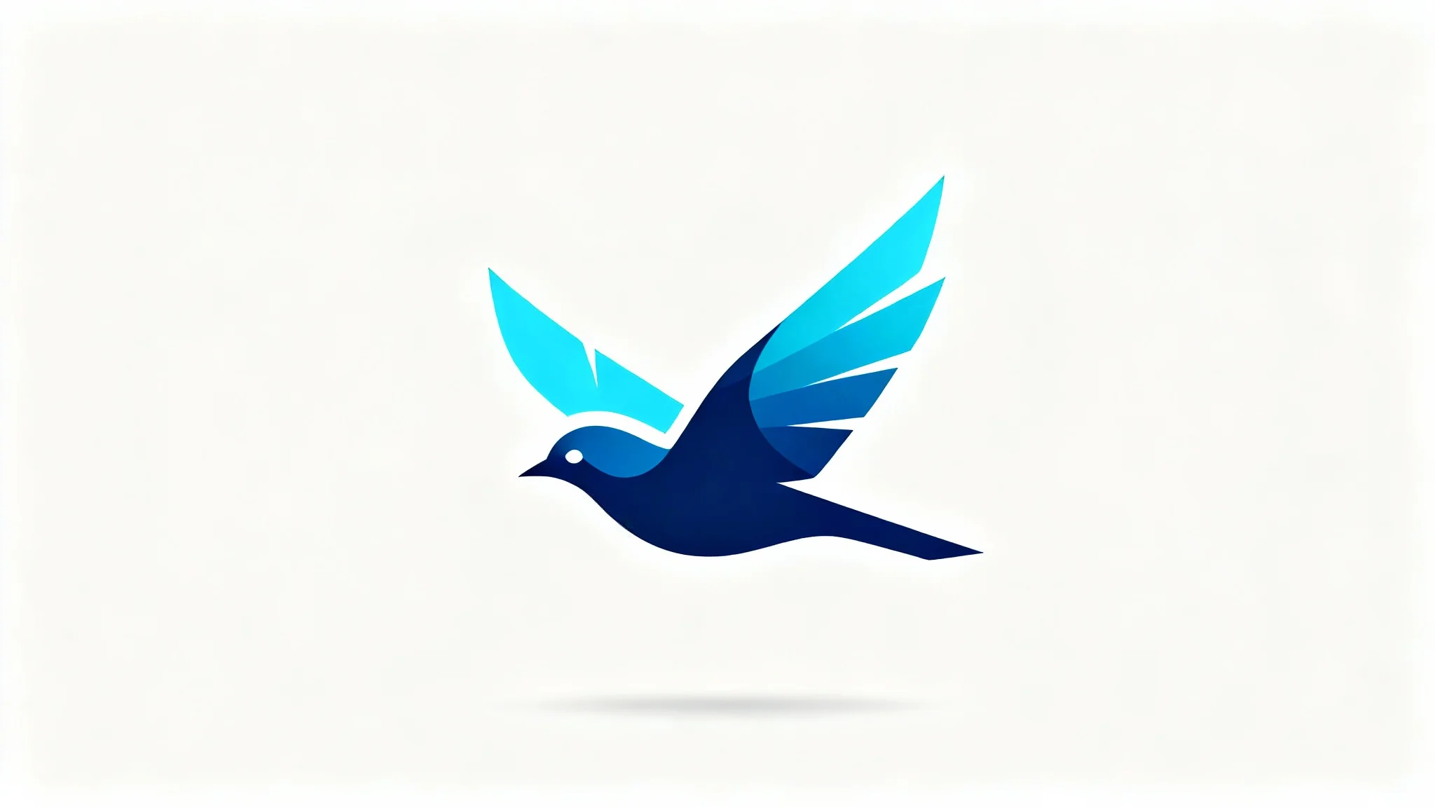 A modern and sleek logo of a stylized bird in flight, featuring a blue and teal color gradient, on a clean white background.