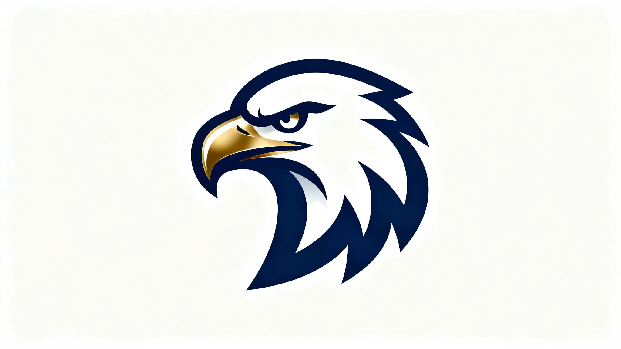 A modern, minimalist logo of a navy blue and gold stylized eagle on a clean white background, representing a professional and powerful brand.