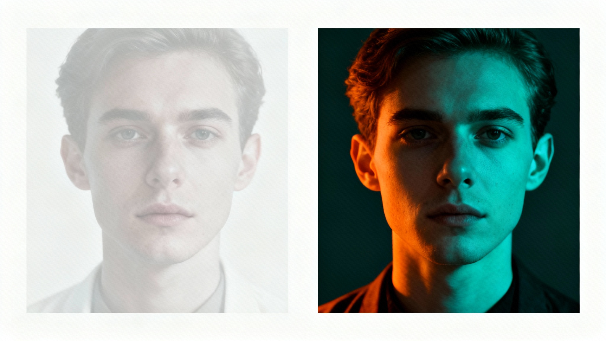 A side-by-side comparison showing a thumbnail before and after color grading. The original image is flat and colorless, while the graded image is vibrant, cinematic, and visually appealing, demonstrating the effect of color grading.