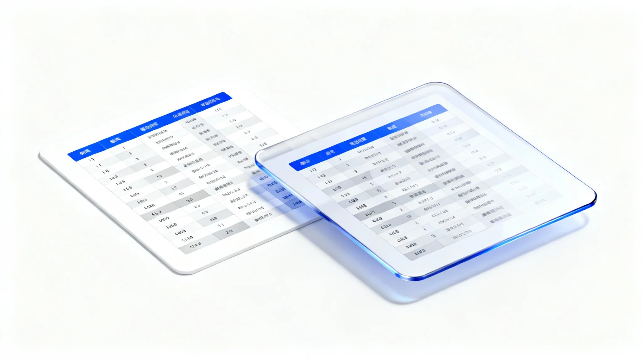 A digital data table being converted into a polished, high-quality image, shown on a clean white background.