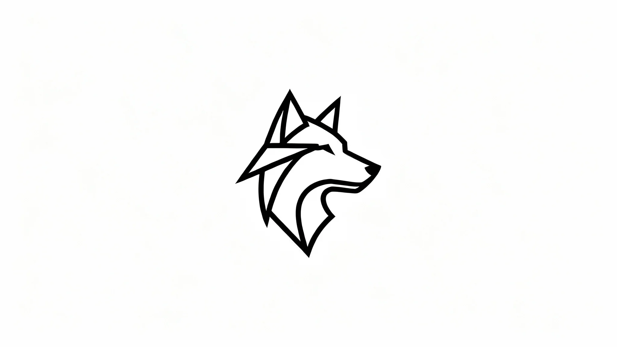 A modern minimal line art logo of a wolf's head, drawn with a single black line on a white background, showcasing a clean and sophisticated design.