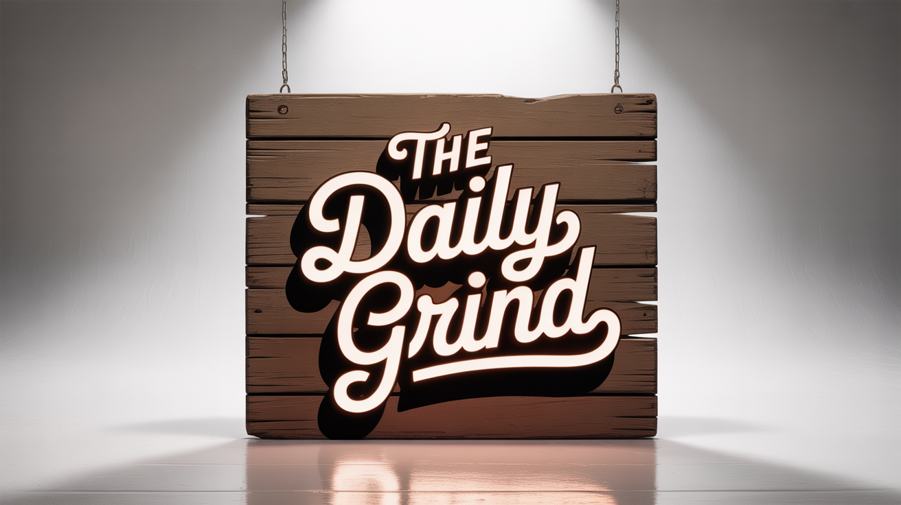 A conceptual image showing a coffee shop sign that reads 'THE DAILY GRIND', where the font is actively changing from a plain style to an elegant cursive script, symbolizing font replacement.