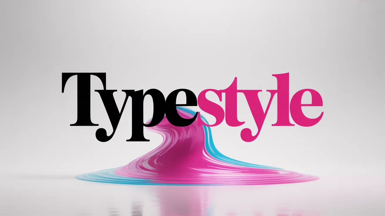 A graphic design mockup showing the word 'TYPESTYLE', with the first half in a classic serif font and the second half in a modern sans-serif font, visually illustrating the font replacement feature.