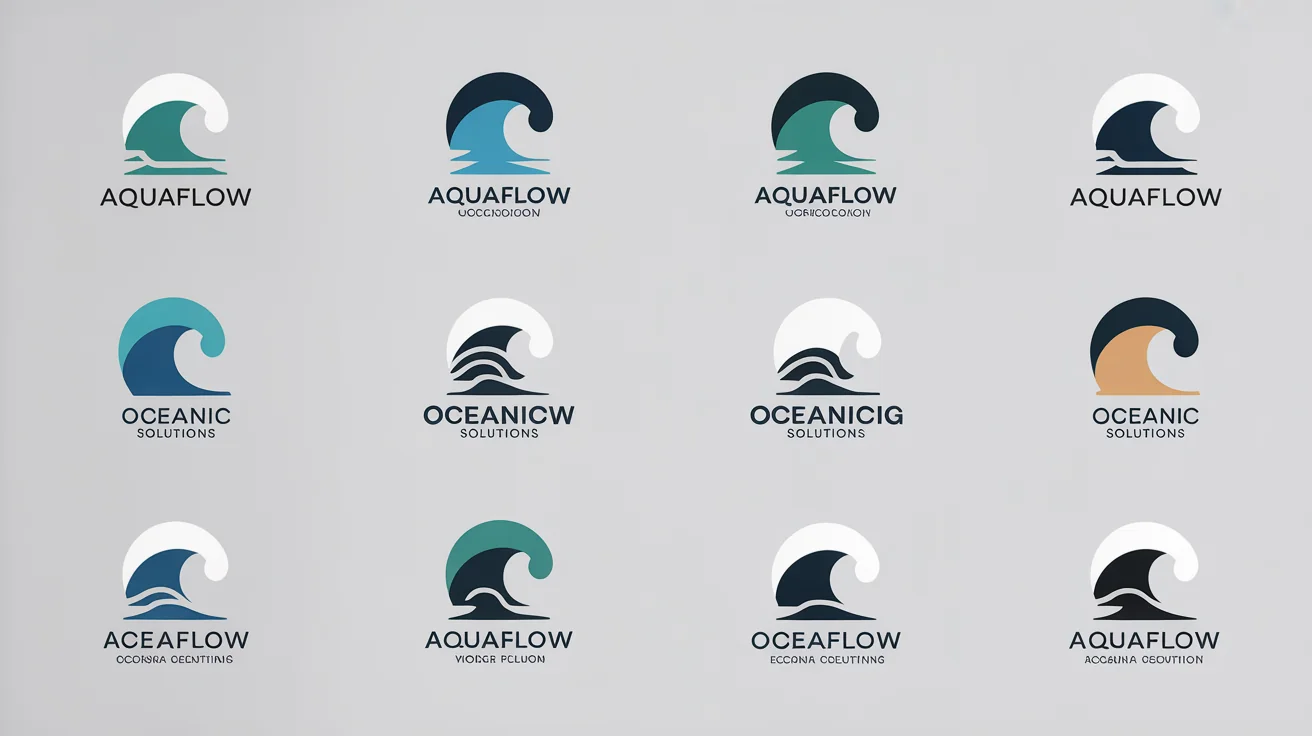 A collection of modern, professionally designed wave logos for fictional companies, displayed in a grid format to showcase different design possibilities.