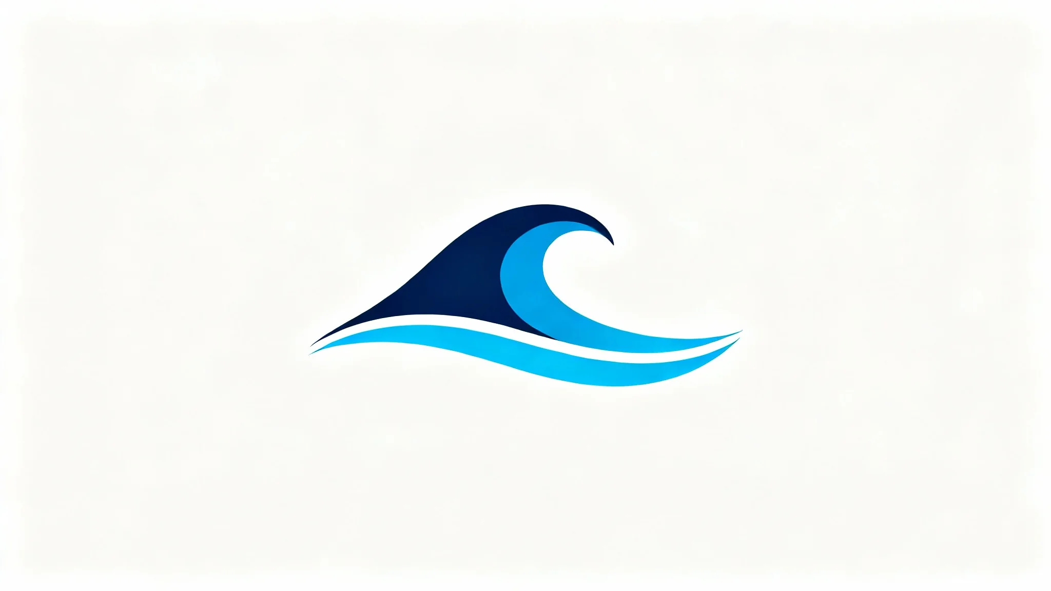 A modern, minimalist logo of a stylized blue ocean wave, presented on a clean white background.