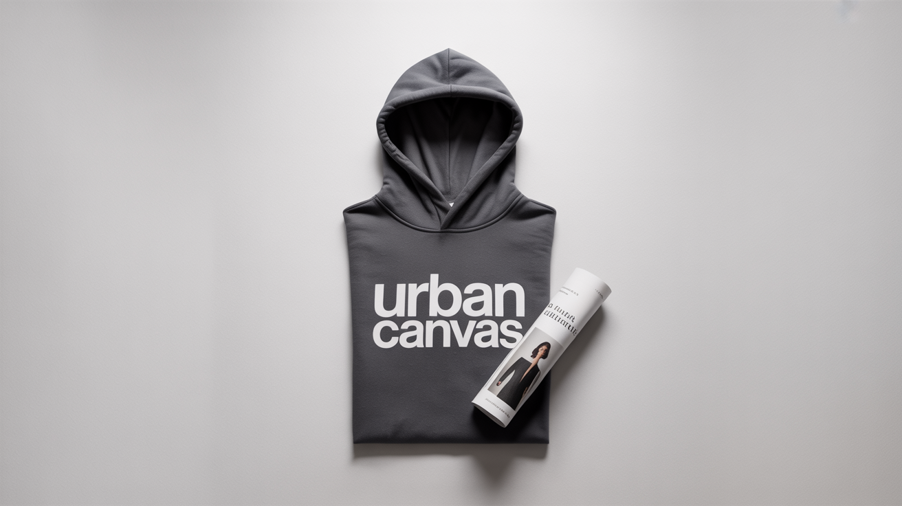 A charcoal grey hoodie with the words 'Urban Canvas' printed in white on the chest, neatly folded on a white background.