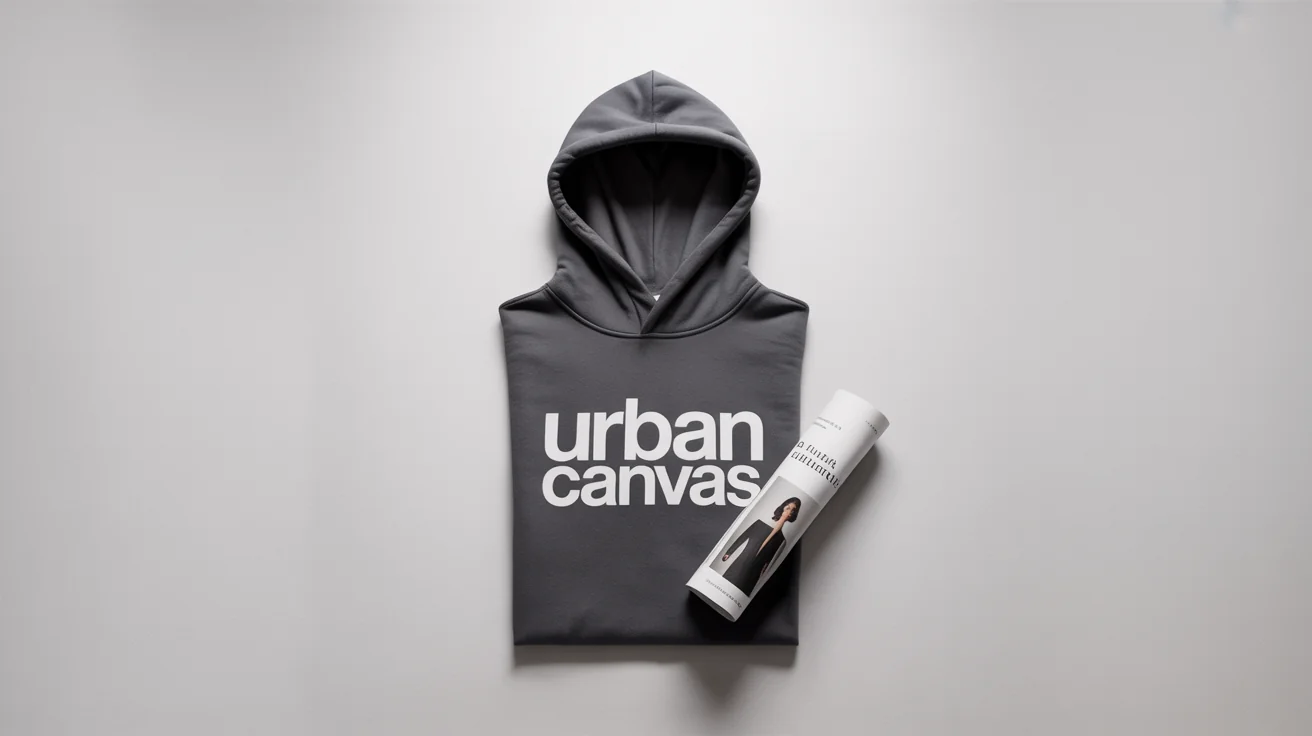 A charcoal grey hoodie with the words 'Urban Canvas' printed in white on the chest, neatly folded on a white background.
