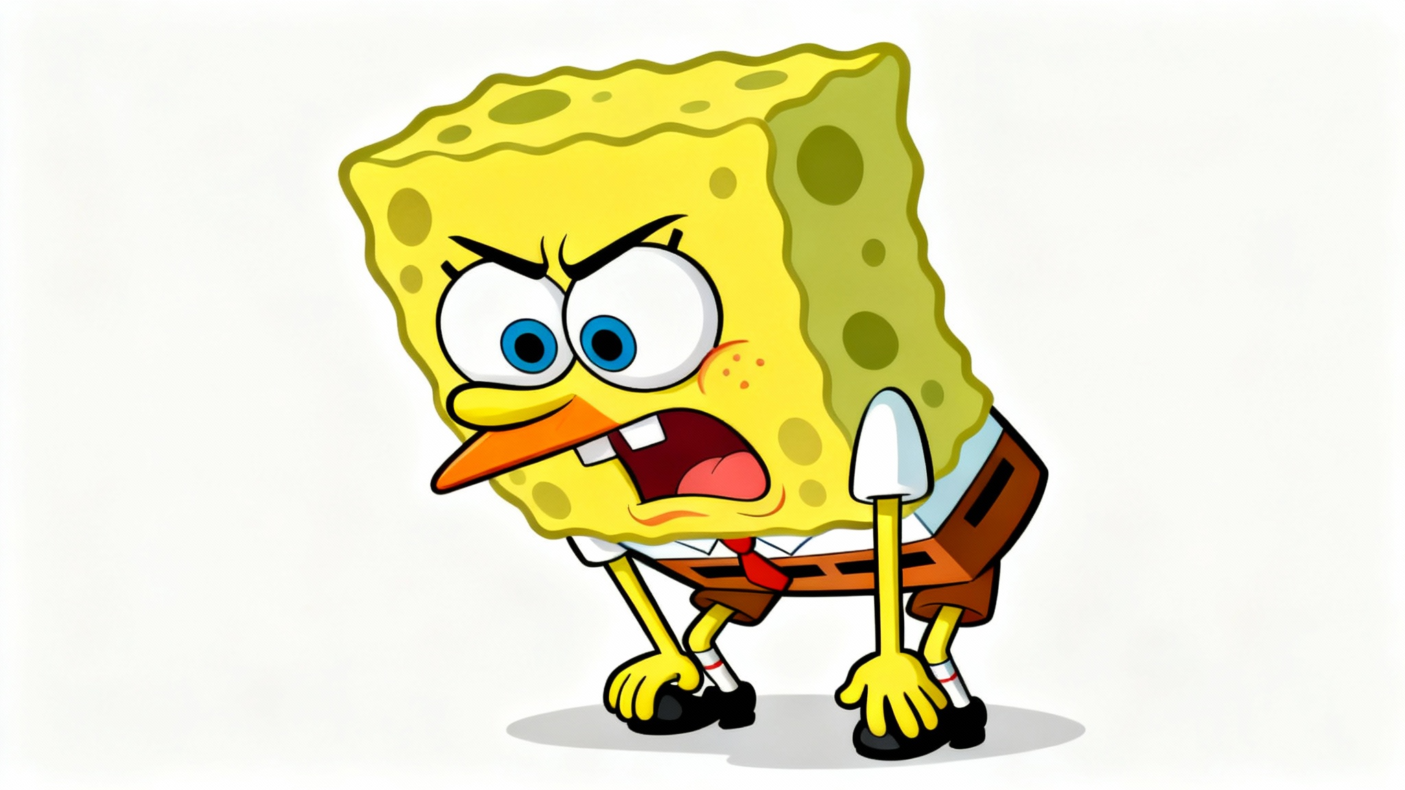 An illustration of the 'Mocking Spongebob' meme, showing Spongebob hunched over with a funny, derisive expression against a plain white background.