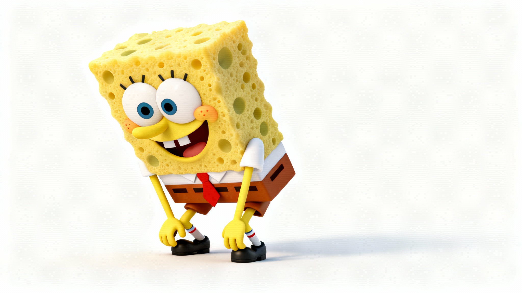 A 3D rendering of the 'Mocking Spongebob' meme, showing the character hunched over in a chicken-like pose with a silly expression, set against a plain white background.