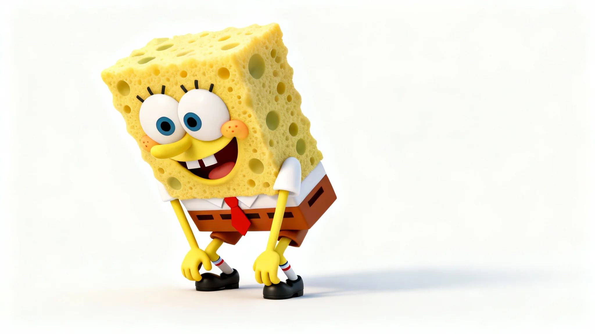 A 3D rendering of the 'Mocking Spongebob' meme, showing the character hunched over in a chicken-like pose with a silly expression, set against a plain white background.