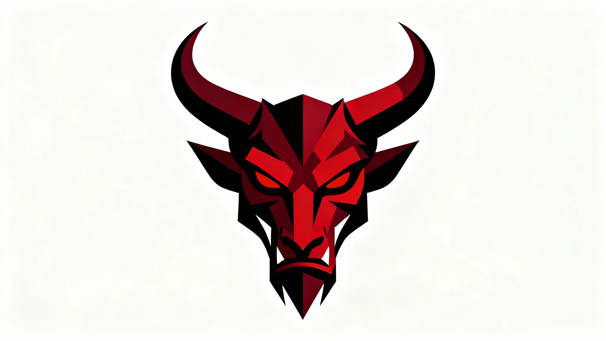 A modern vector logo of a fierce demon's head in red and black, with glowing eyes and large horns, presented on a plain white background.
