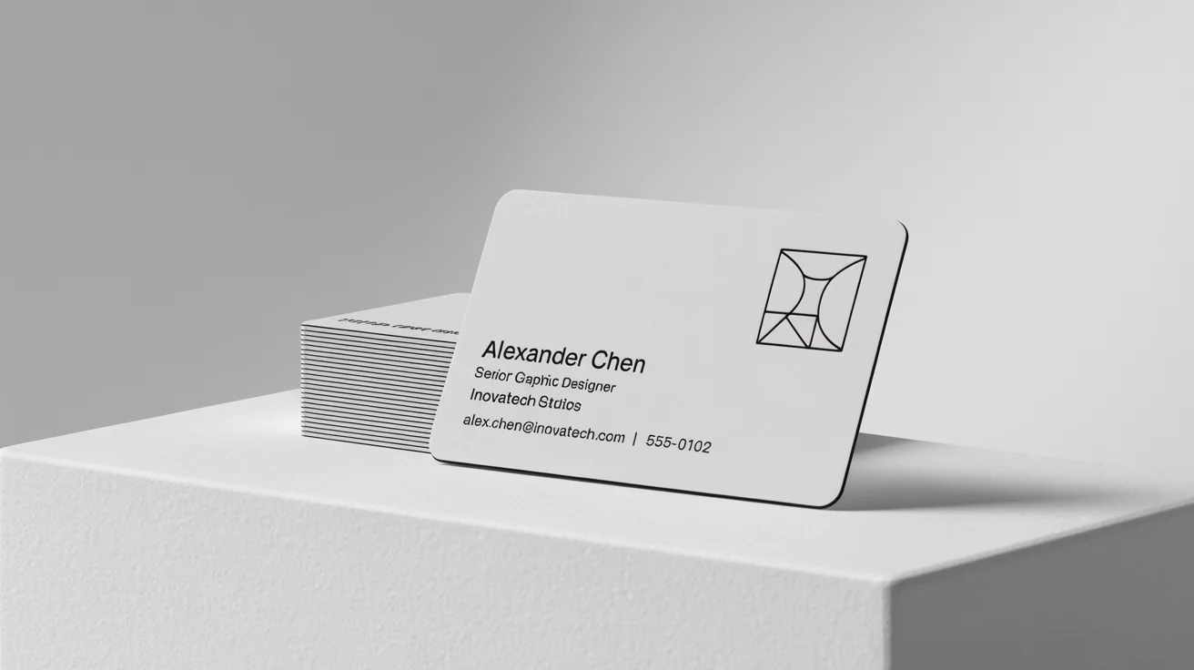 A photorealistic mockup of a professionally designed business card for 'Inovatech Studios', with a single card displayed in front of a small stack on a white background.