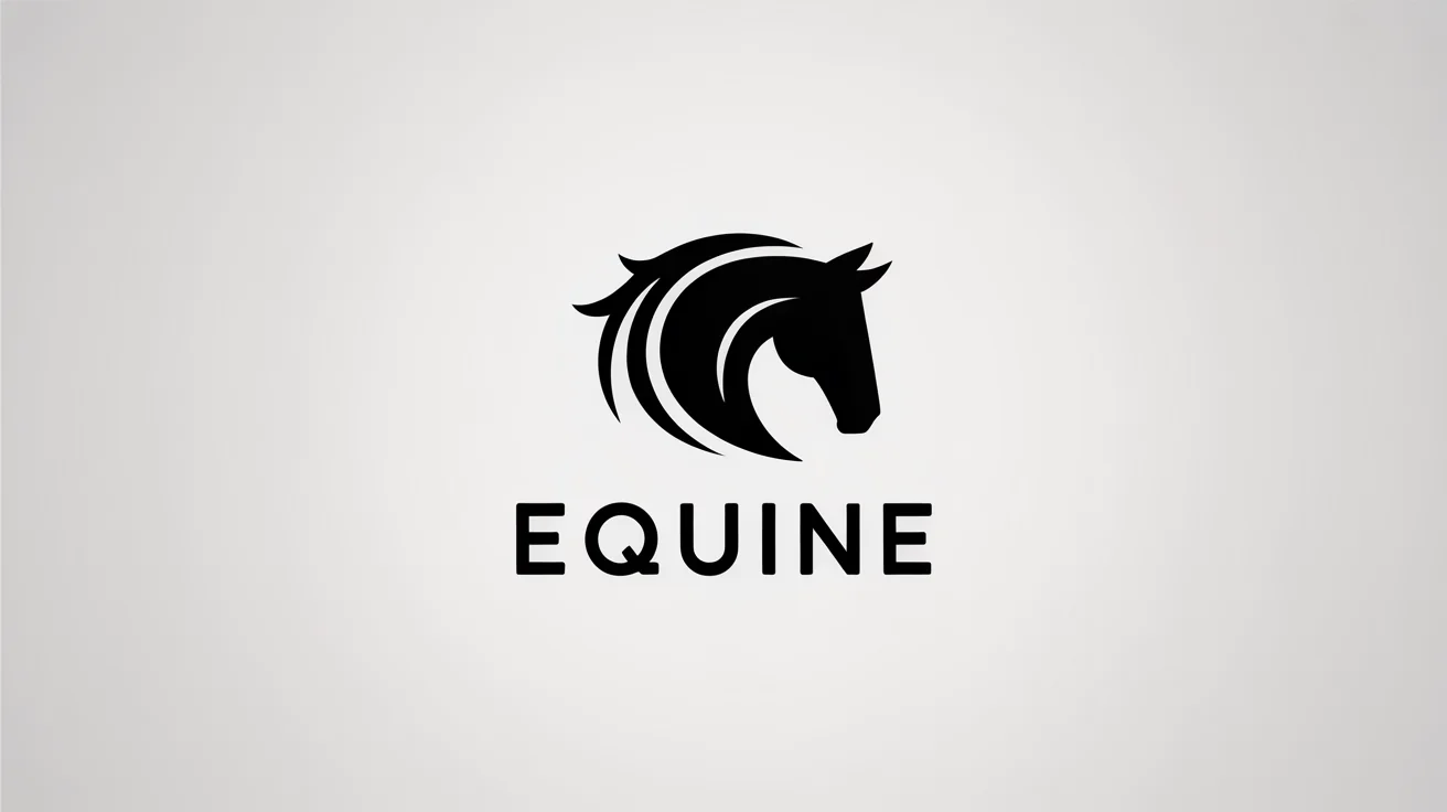 A minimalist, modern black vector logo of a stylized horse head and neck, with the word 'EQUINE' in a clean font below it, centered on a white background.