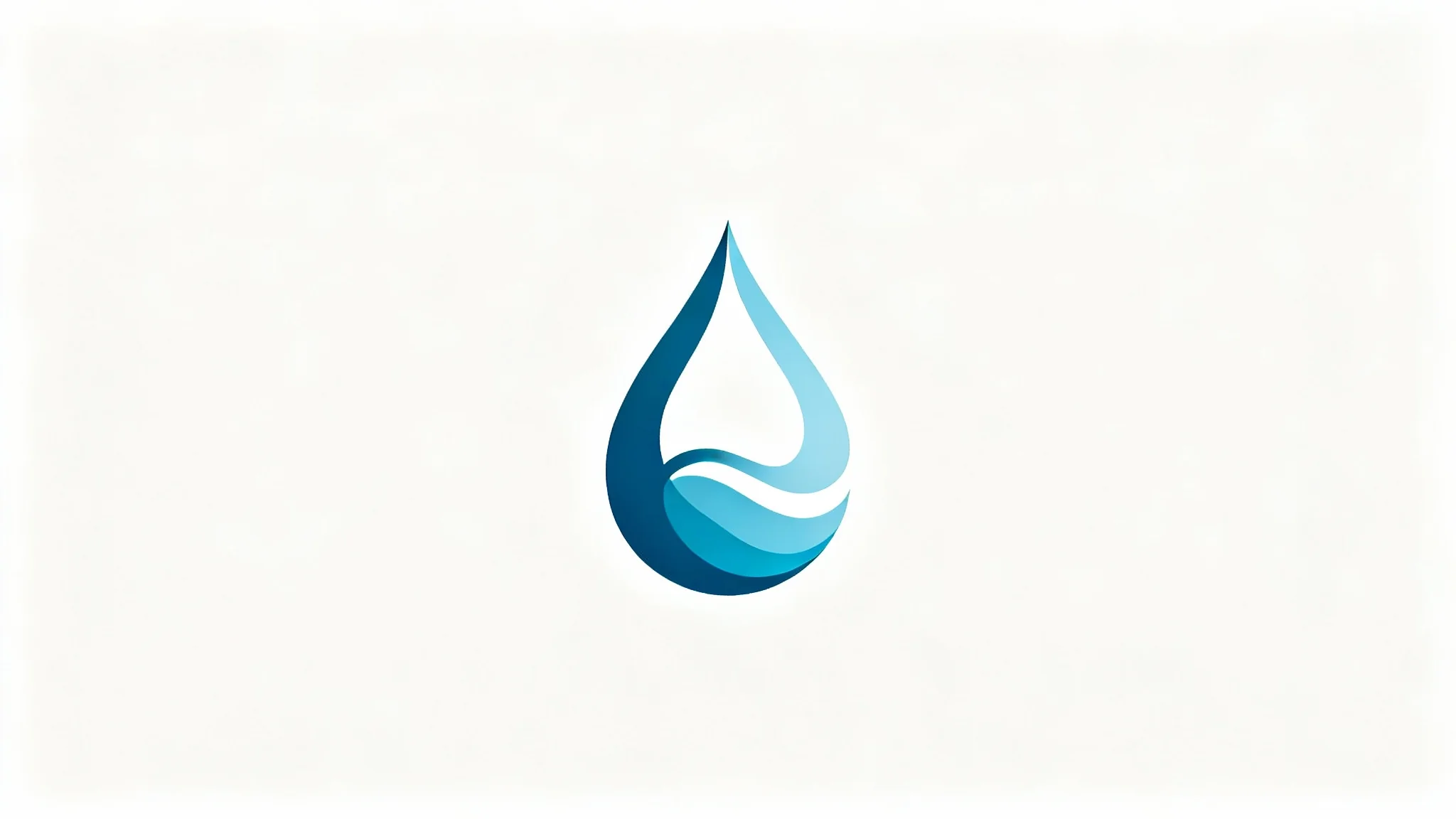 A modern and minimalist logo featuring a stylized blue water drop turning into a wave, displayed on a clean white background as a brand mockup.