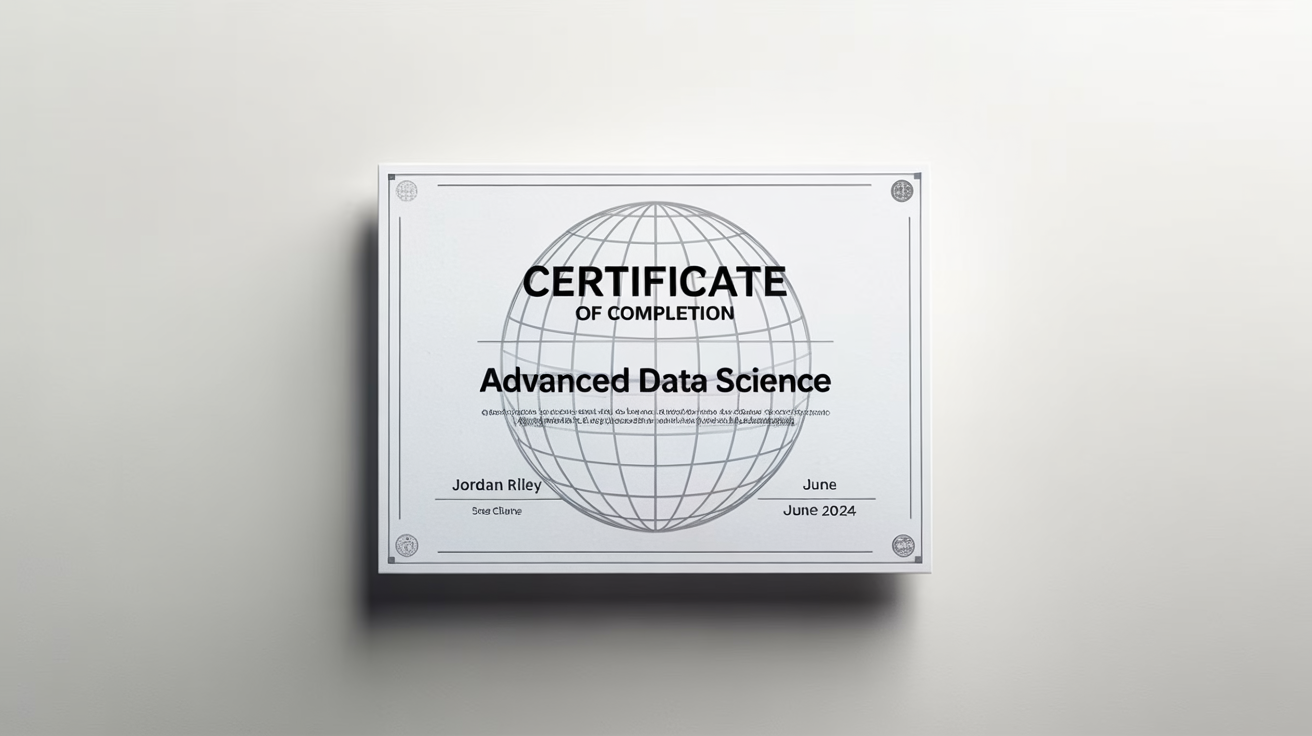 A digital certificate of completion with a large, semi-transparent globe watermark in the center. The text on the certificate is clearly visible through the watermark, demonstrating the final result of the tool.