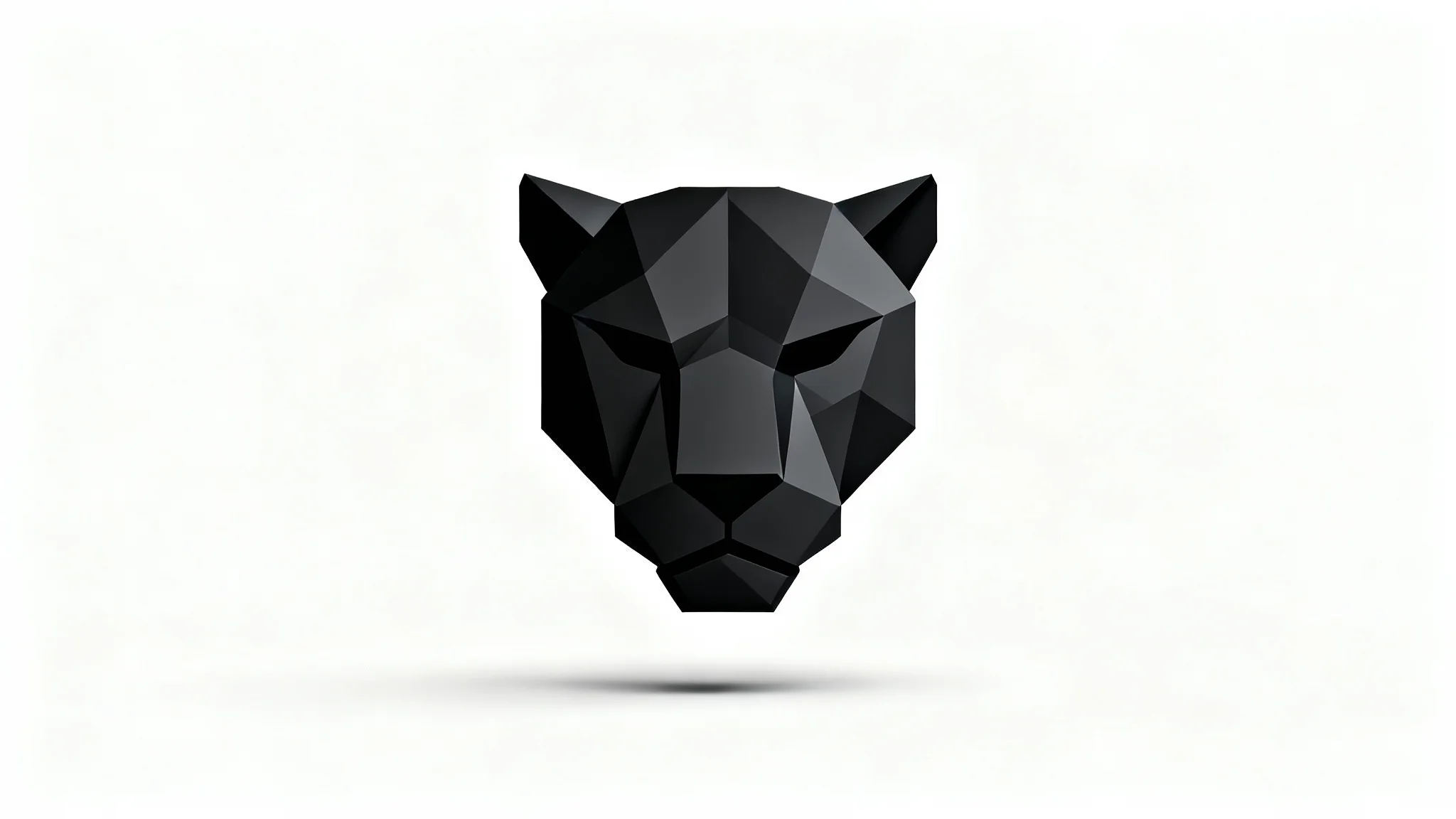 A modern, minimalist black vector logo of a panther's head, presented as a mockup on a clean white background.