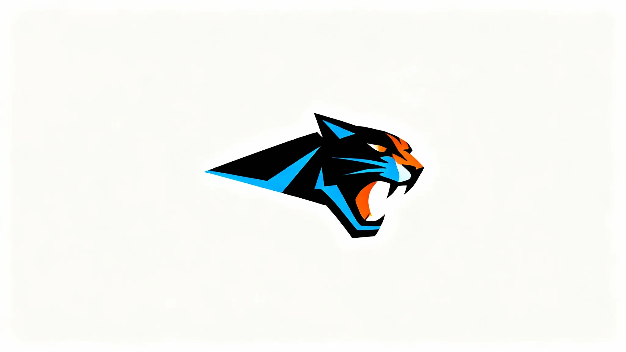 A modern, minimalist vector logo of a fierce panther's head, designed with clean lines and a bold color scheme, displayed on a white background.