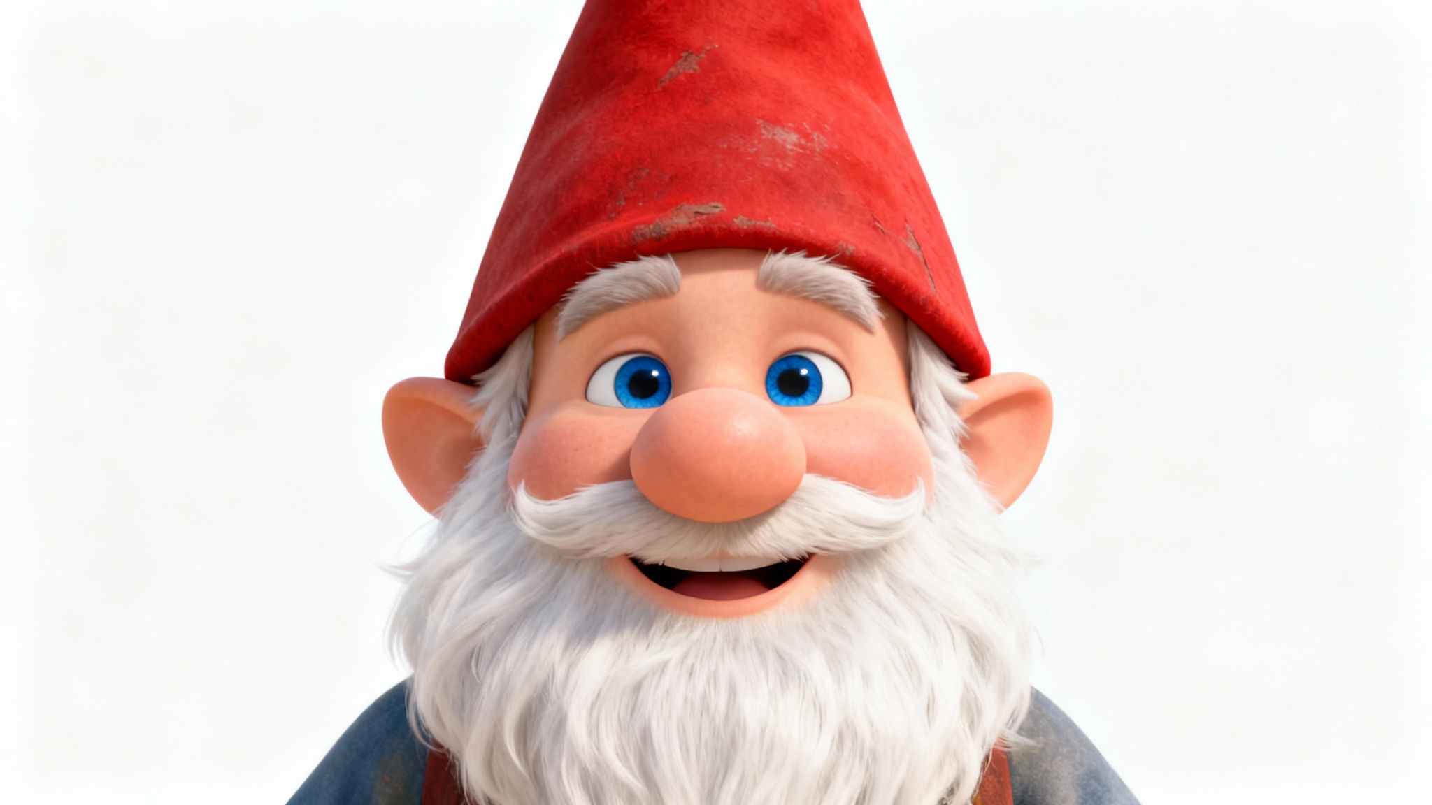 A friendly 3D gnome avatar with a pointy red hat and a long white beard, smiling warmly against a clean white background.