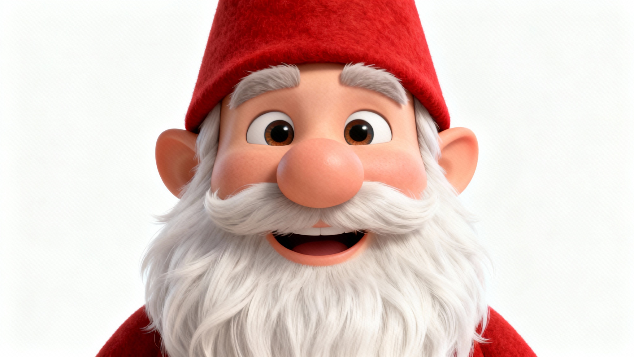 A 3D rendered avatar of a friendly gnome with a pointy red hat and a long white beard, smiling against a plain white background.