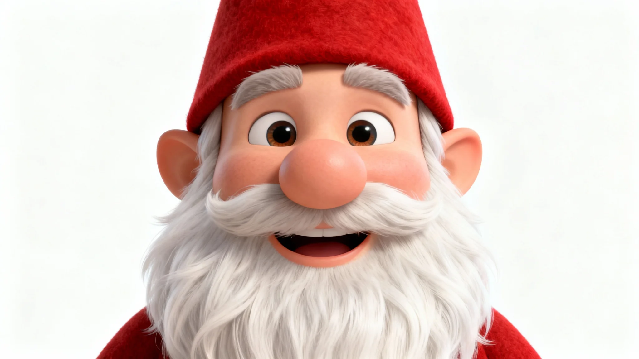 A 3D rendered avatar of a friendly gnome with a pointy red hat and a long white beard, smiling against a plain white background.
