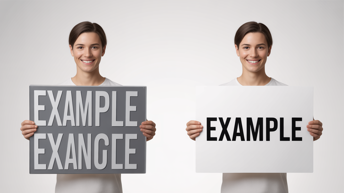 A visual comparison of a mirror effect versus a reverse mirror effect. The left image is fully mirrored with unreadable text reading 'EXAMPLE'. The right image shows the person mirrored but the text is corrected and readable, also reading 'EXAMPLE'.