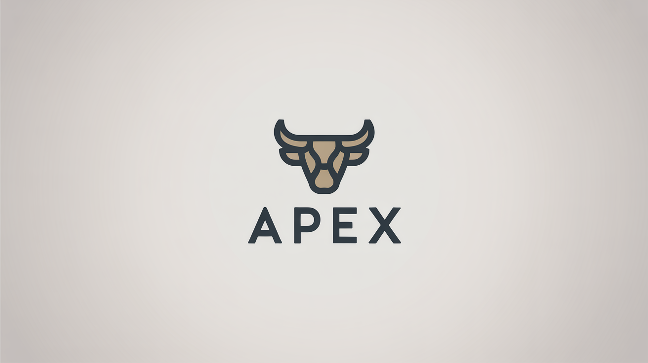 A professional and modern logo featuring a geometric bull's head with the word 'APEX' underneath, displayed on a clean background.