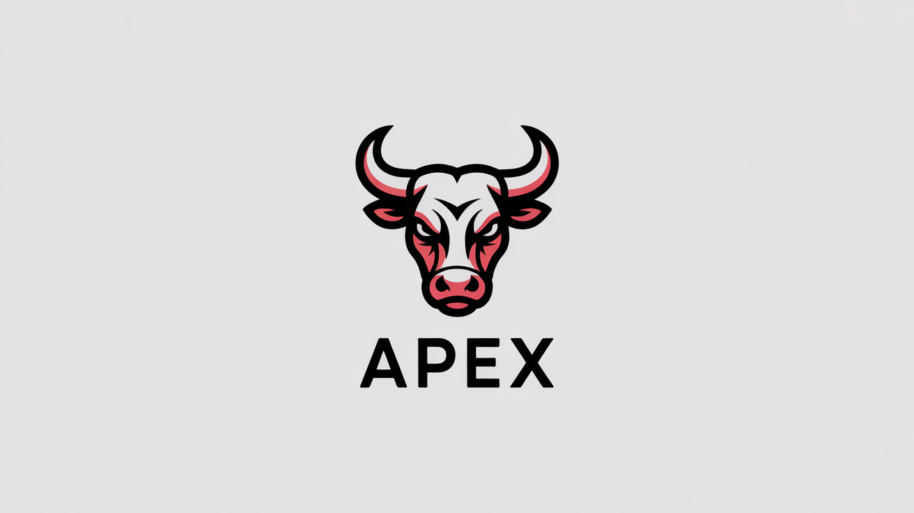A modern and powerful black and red logo of a geometric bull head with the word 'APEX' underneath, displayed on a white background.
