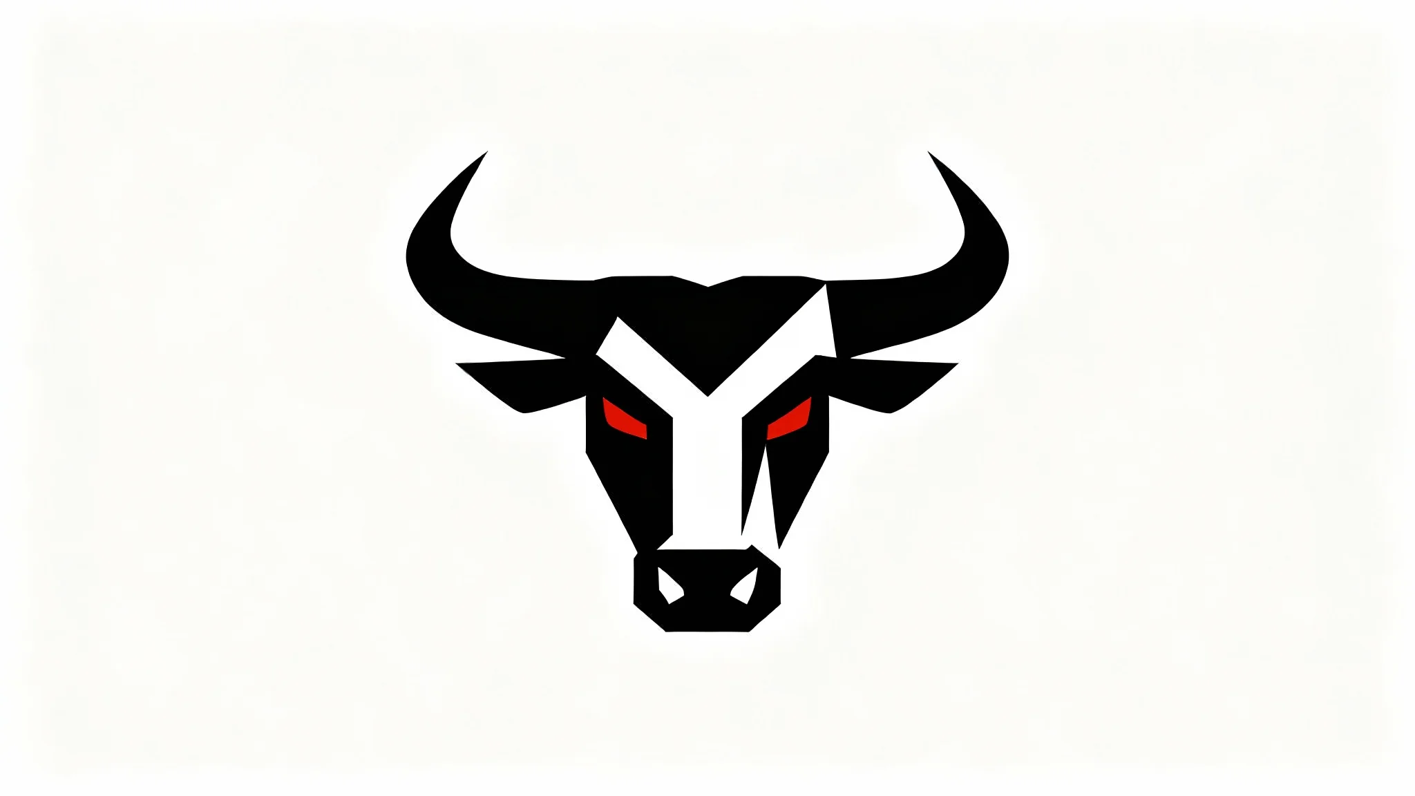 A modern, geometric logo of a bull's head in matte black and red, signifying strength and power, displayed on a crisp white background.