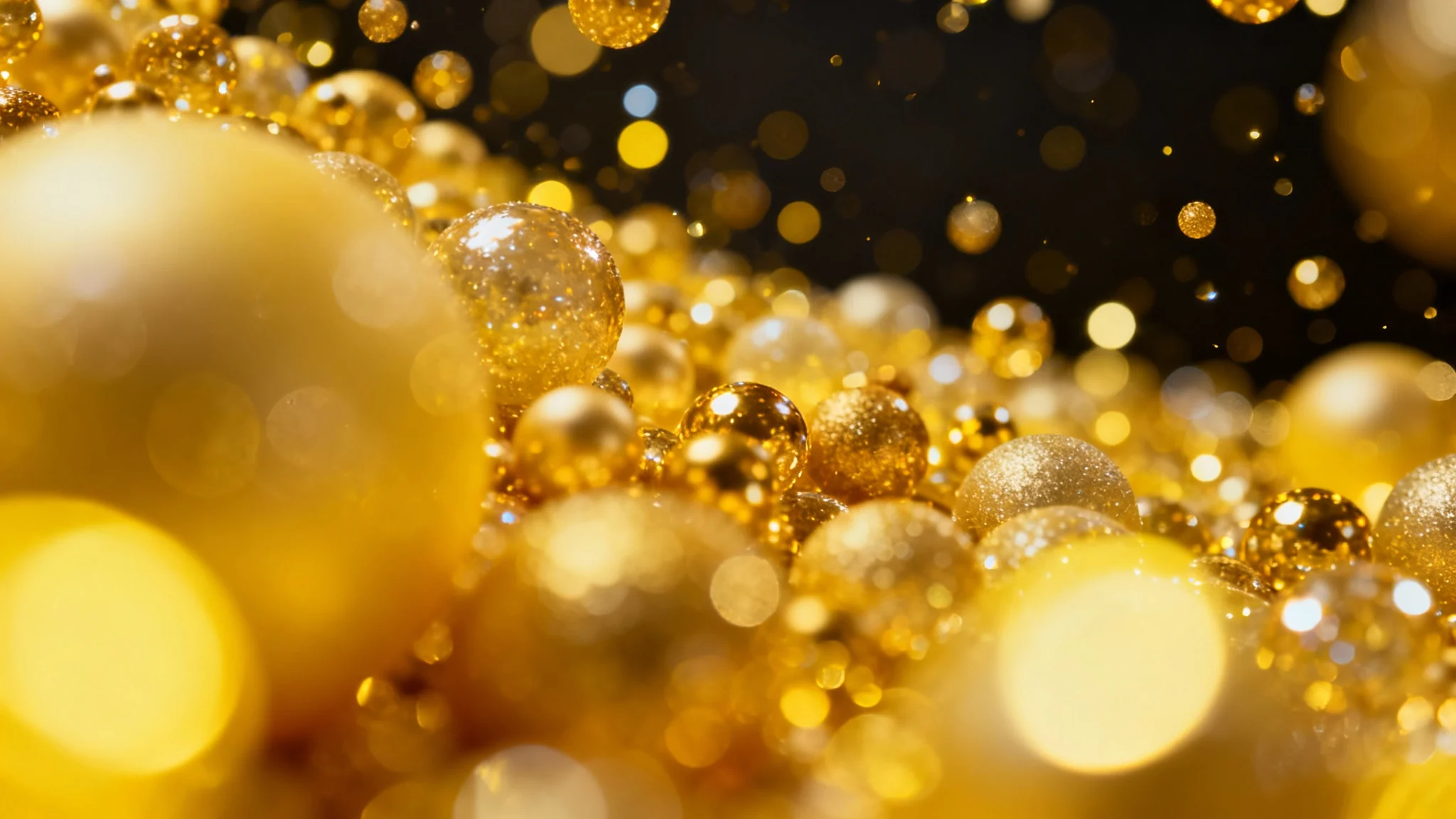 An eye-catching background image featuring a beautiful cascade of out-of-focus golden lights (bokeh) against a dark backdrop, creating a warm, luxurious, and festive feel.