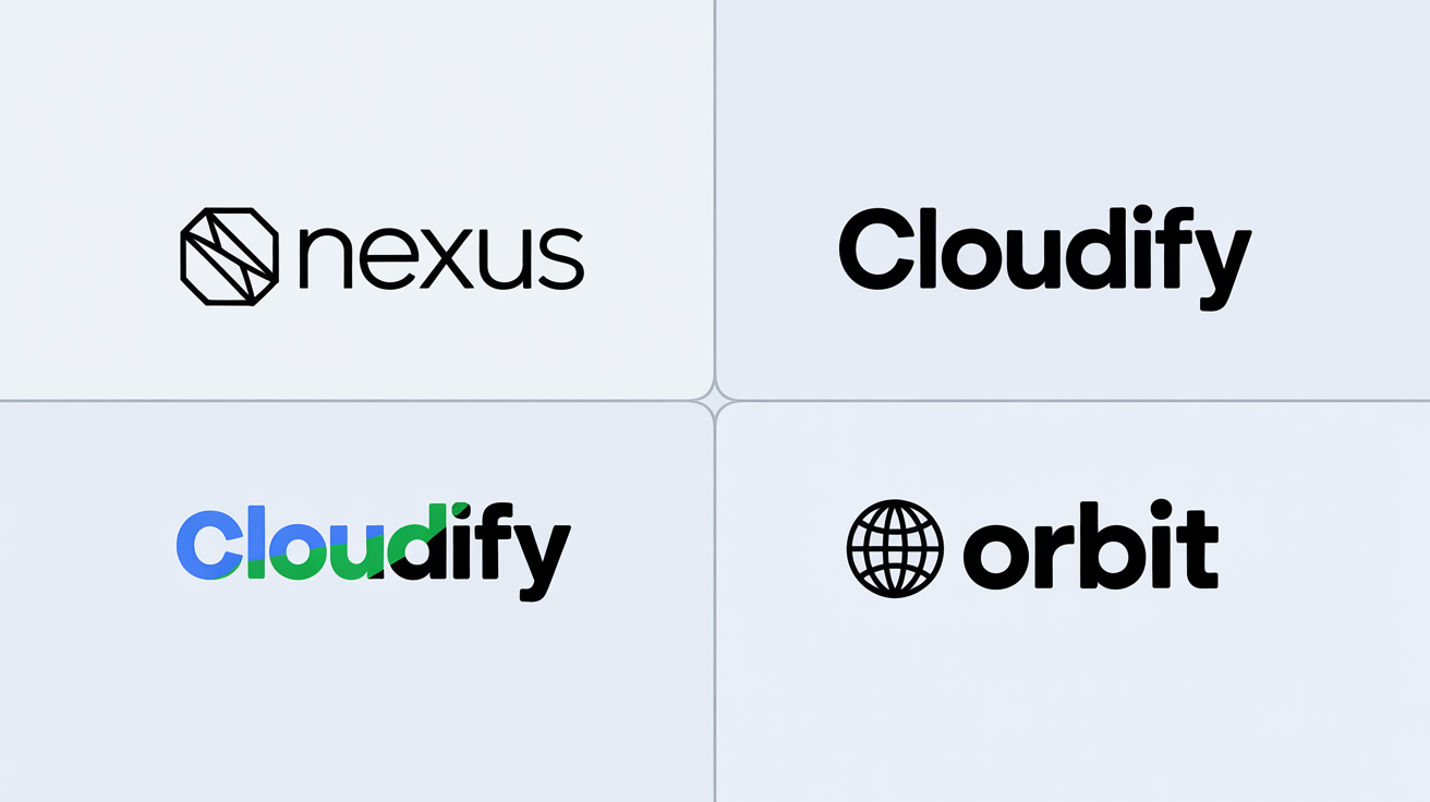 A collection of three professionally designed logos for internet companies, 'Nexus', 'Cloudify', and 'Orbit', displayed in a modern, clean presentation.