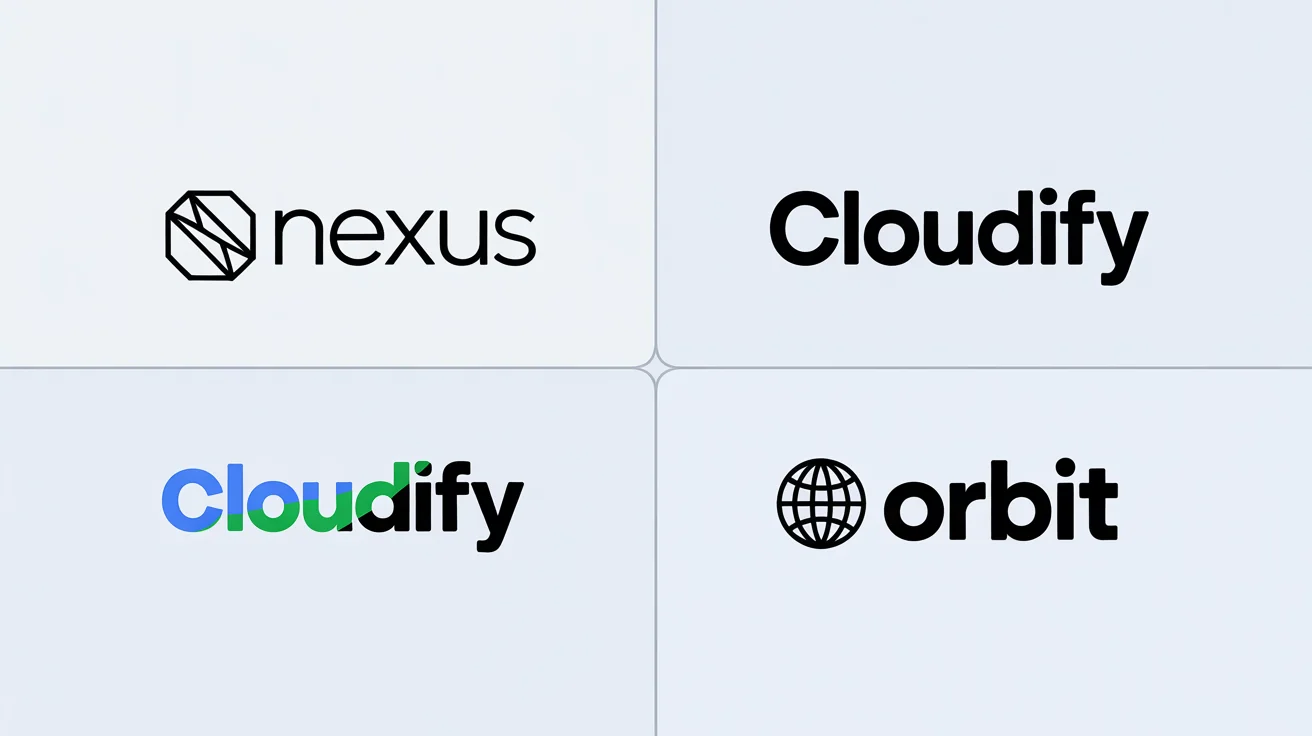 A collection of three professionally designed logos for internet companies, 'Nexus', 'Cloudify', and 'Orbit', displayed in a modern, clean presentation.