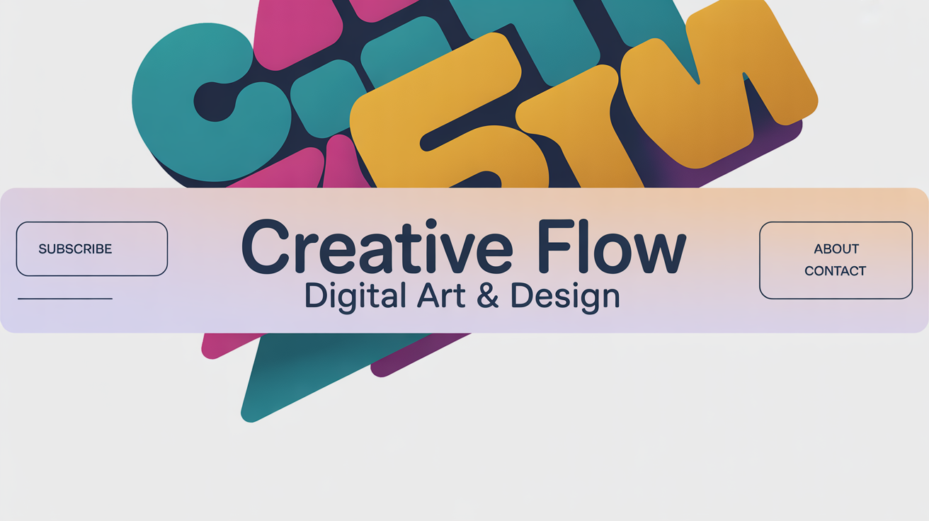 A professionally designed YouTube channel banner for a creative channel named 'Creative Flow', featuring colorful abstract shapes and modern text on a clean white background.