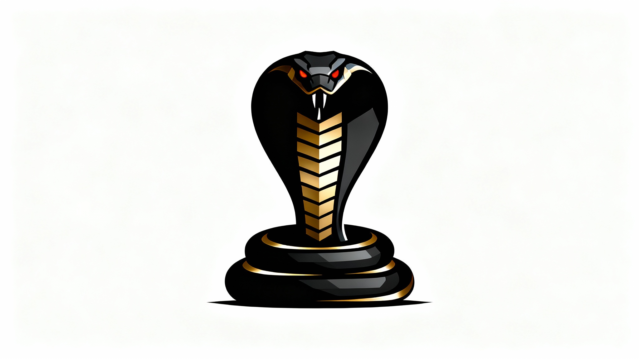A modern vector logo of a striking cobra, designed in black and gold, centered on a plain white background.