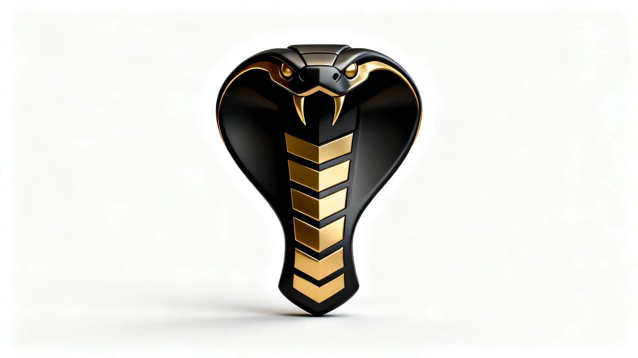 A sleek, modern logo of a king cobra in black and gold, presented as a professional mockup on a clean white background.