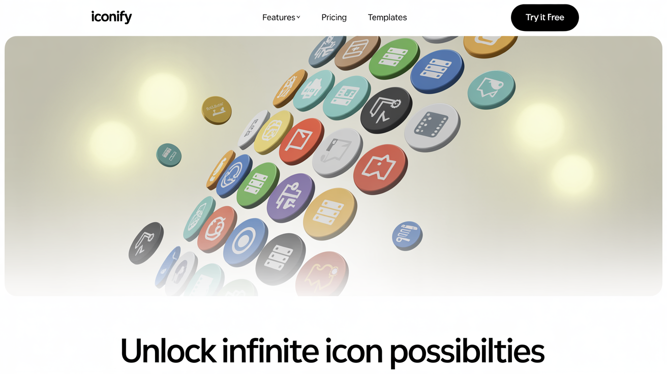 A collection of colorful, modern circular server icons for online communities, featuring themes like gaming, art, and tech, arranged dynamically against a clean background.