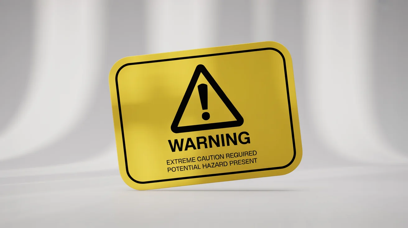 A yellow and black rectangular warning label with a warning symbol and the text 'WARNING' displayed prominently, set against a plain white background.