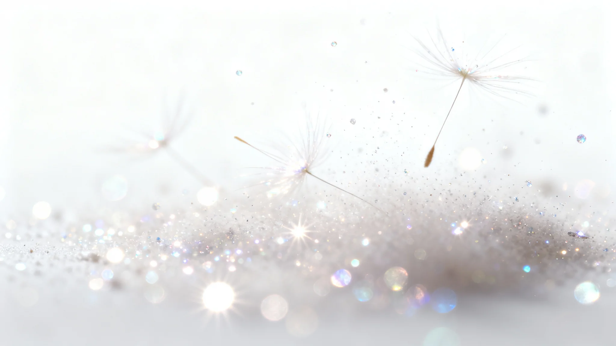 A close-up image showing shimmering, glowing particles floating against a clean white background, demonstrating a particle overlay effect.