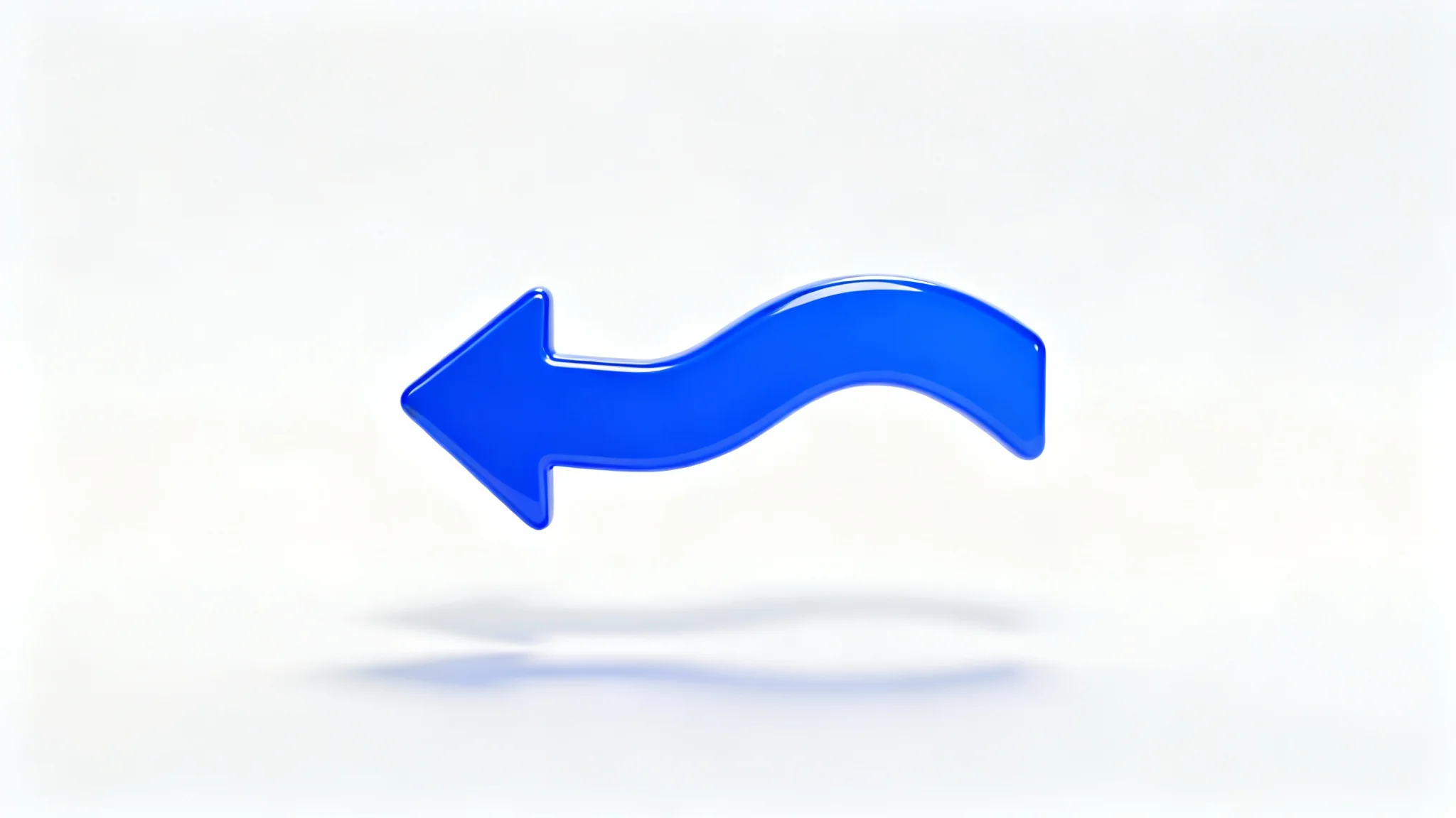 A 3D render of a glossy blue return arrow icon, symbolizing an 'undo' or 'go back' function, set against a plain white background.