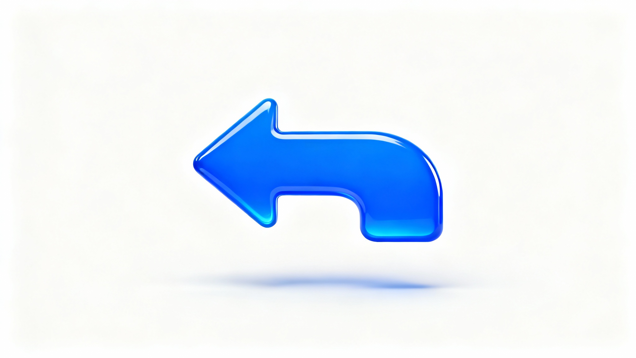 A modern, blue 3D return arrow icon, symbolizing an 'undo' or 'back' action, displayed on a clean white background.