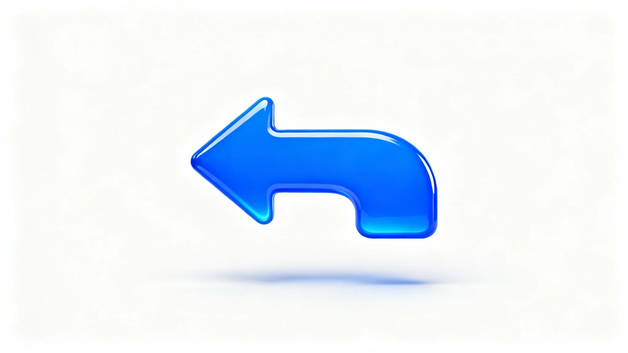 A modern, blue 3D return arrow icon, symbolizing an 'undo' or 'back' action, displayed on a clean white background.