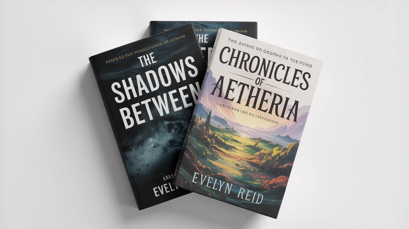 A professional mockup of three different book covers for a thriller, fantasy, and romance novel, displayed elegantly on a clean white background.