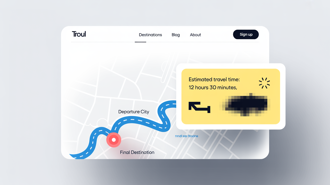 A mockup of an edited screenshot from a travel blog, demonstrating the features of a screenshot editor. The image shows a map with annotations like circles, arrows, and highlighted text, and a pixelated area obscuring sensitive information.