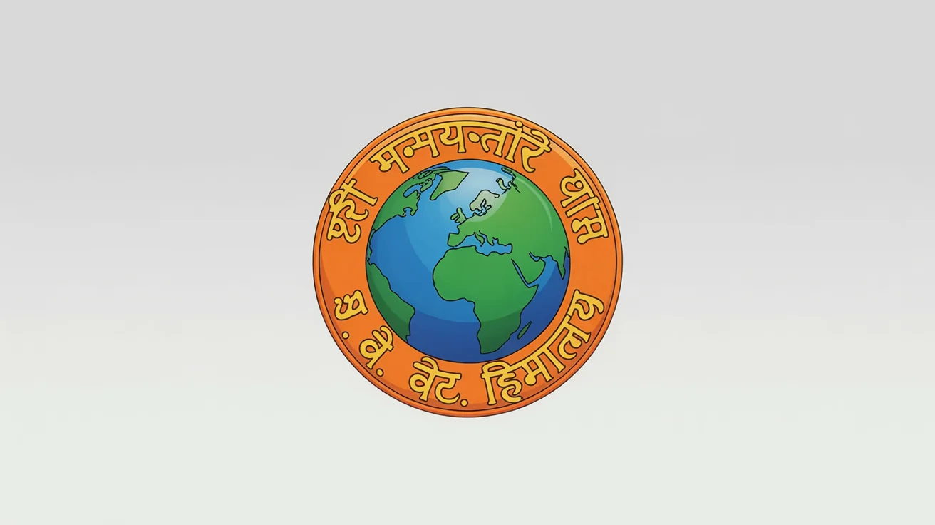 A professionally rendered 3D logo in a circular shape. At the center is a globe, surrounded by a metallic orange border with embossed Devanagari text reading 'श्री धन्वन्तरि धाम' and 'अ.वै. वर्ल्ड हिमालय'. The logo has a glossy finish and casts a shadow on a light gray background, demonstrating a 3D logo creation tool.