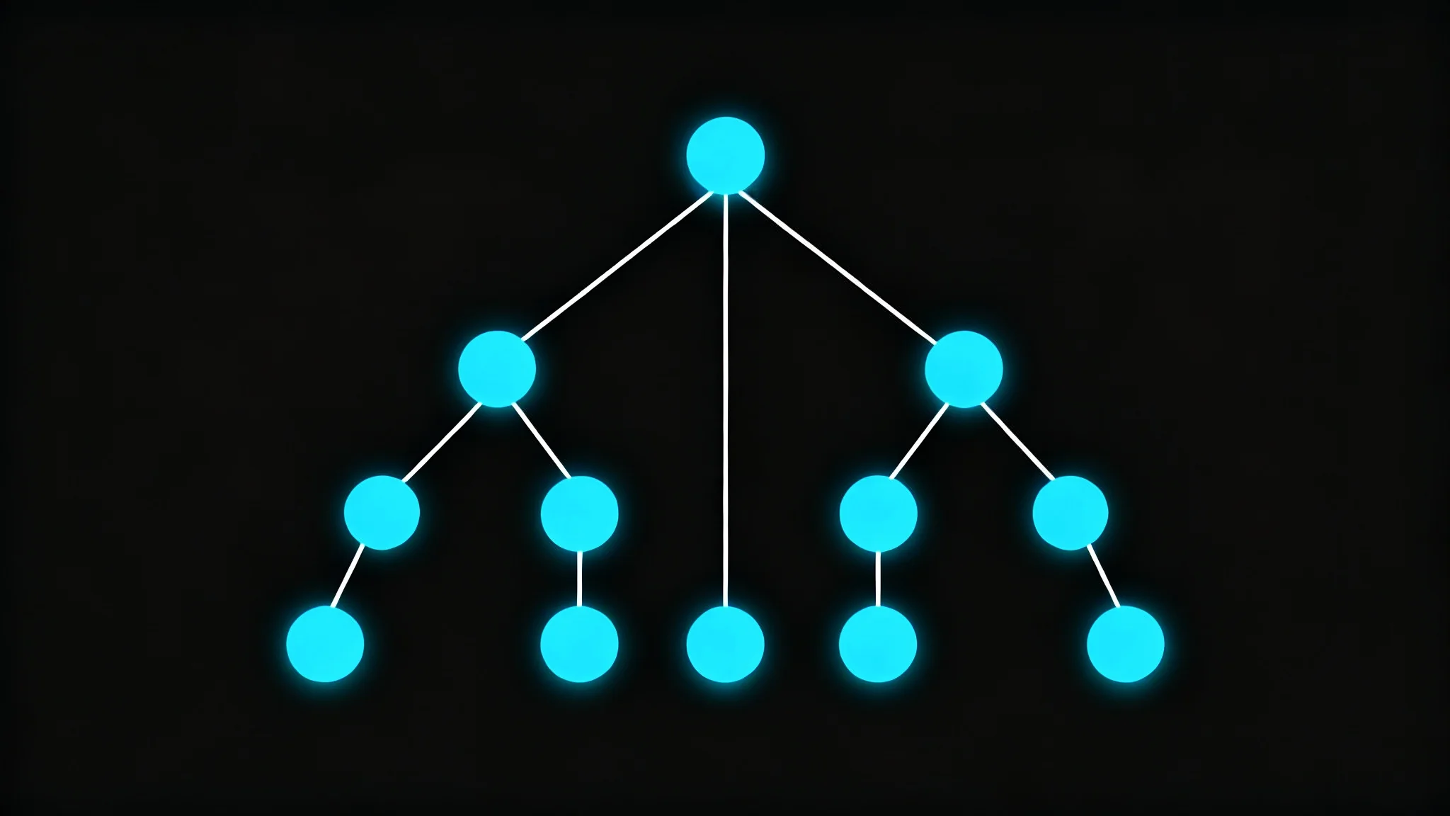 A minimalist visualization of a parse tree, showing glowing blue circular nodes connected by white lines in a hierarchical structure against a clean white background.