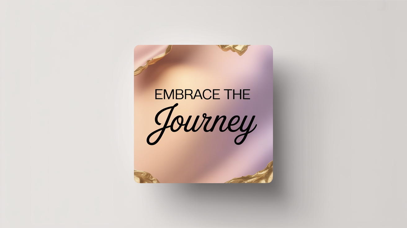A mockup of a chic Instagram quote post. It has a pink and lavender gradient background with the text 'Embrace the Journey' in stylish typography.